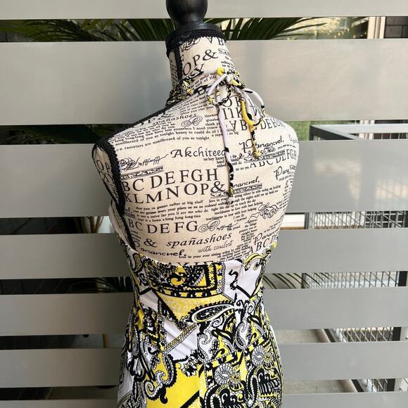 Cache Vintage Y2K Paisley Criss Cross Halter Dress Size XS - Picture 7 of 10